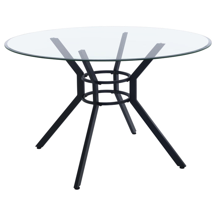 Steele 48-inch Round Glass Top Dining Table Matte Black