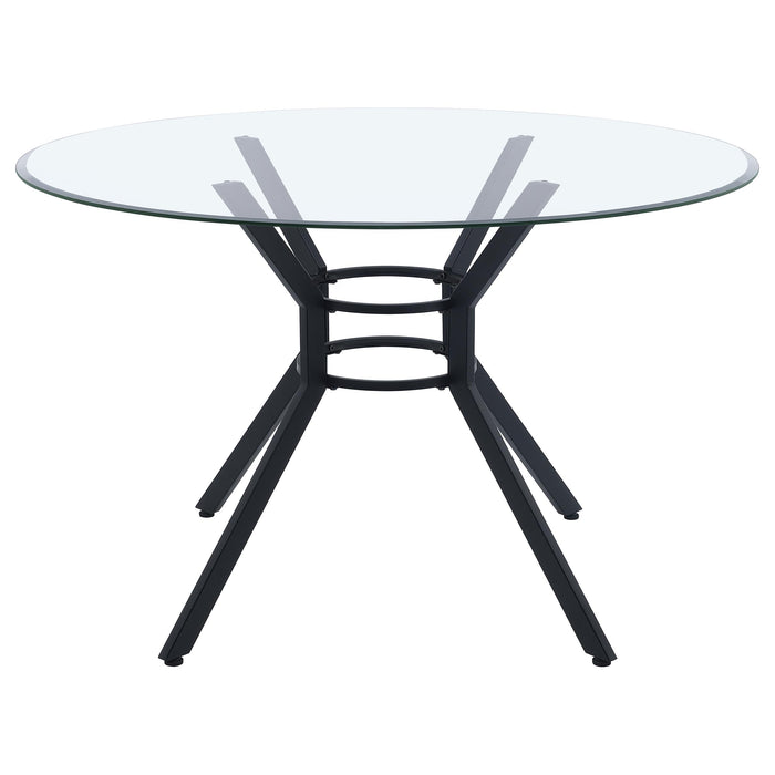 Steele 48-inch Round Glass Top Dining Table Matte Black