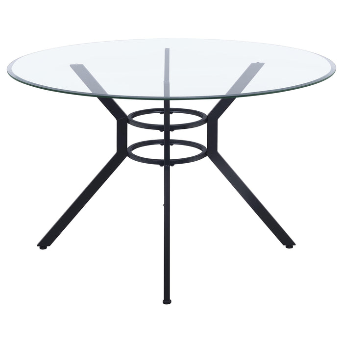 Steele 48-inch Round Glass Top Dining Table Matte Black