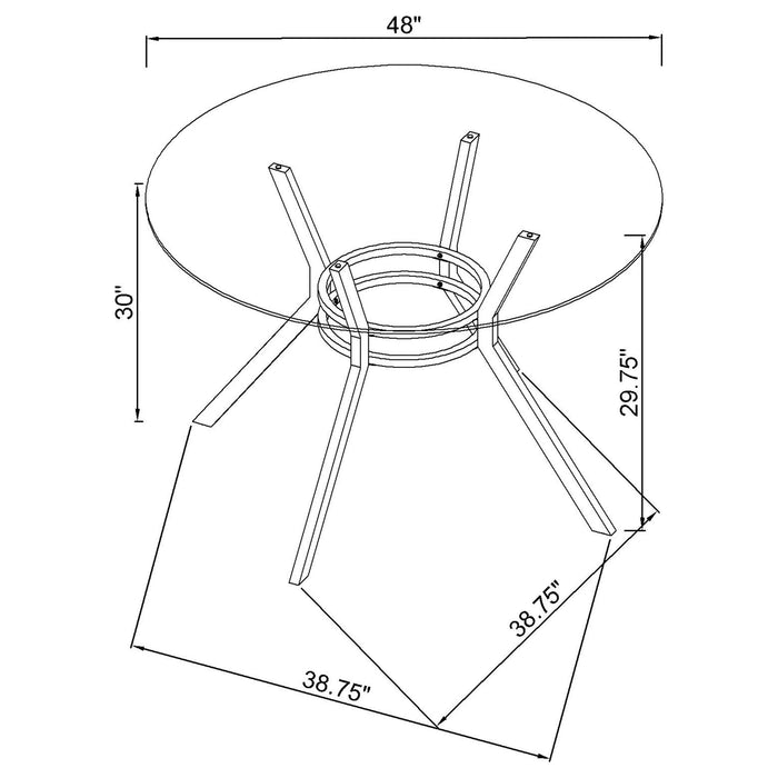 Steele 48-inch Round Glass Top Dining Table Matte Black