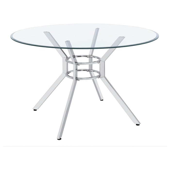 Steele 48-inch Round Glass Top Dining Table Chrome