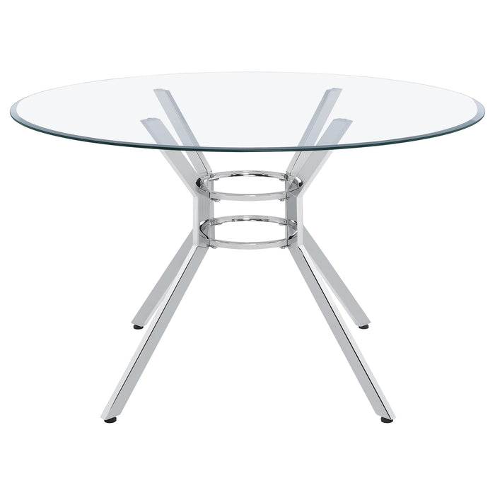 Steele 48-inch Round Glass Top Dining Table Chrome