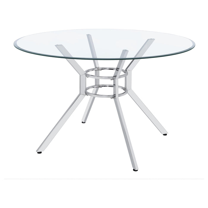 Steele 48-inch Round Glass Top Dining Table Chrome