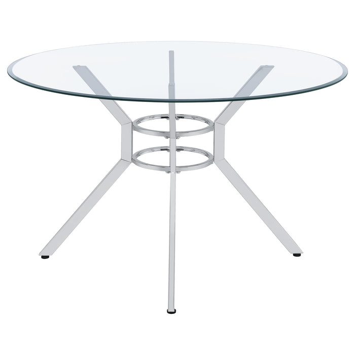 Steele 48-inch Round Glass Top Dining Table Chrome