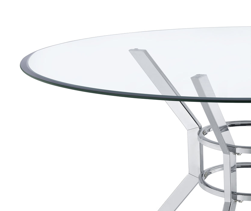 Steele 48-inch Round Glass Top Dining Table Chrome