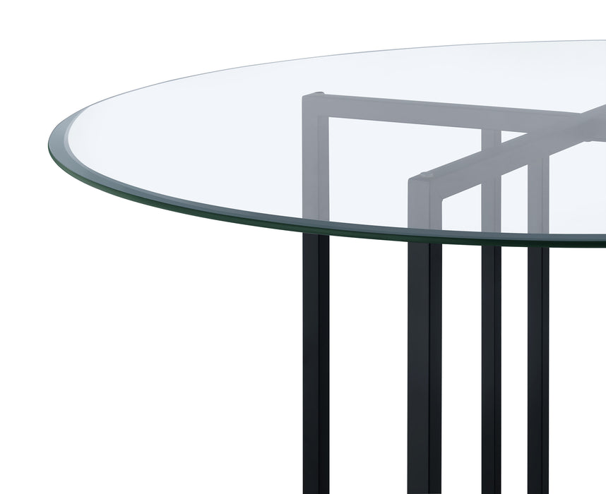 Pace 48-inch Round Glass Top Dining Table Matte Black