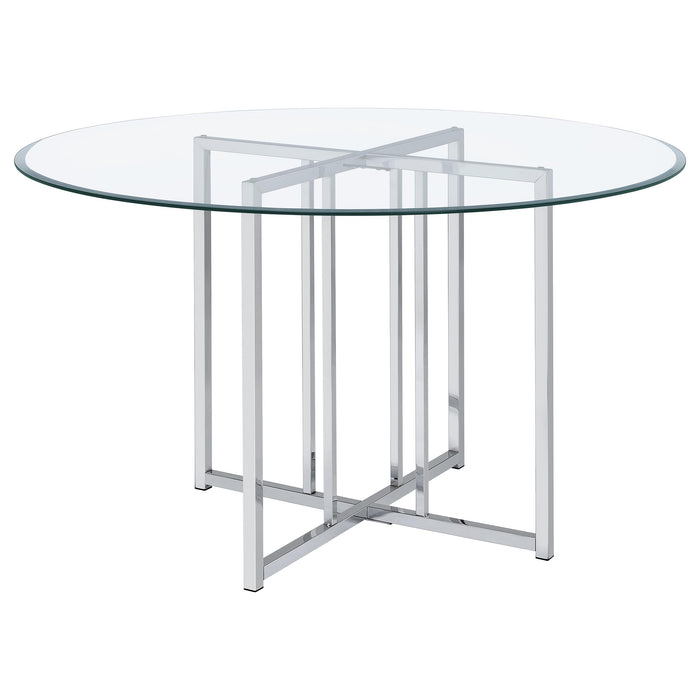 Pace 48-inch Round Glass Top Dining Table Chrome