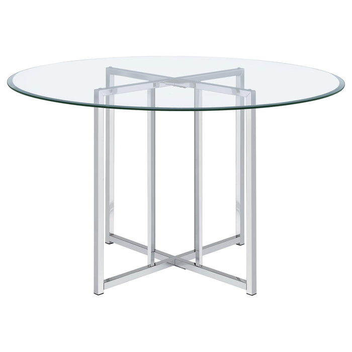 Pace 48-inch Round Glass Top Dining Table Chrome