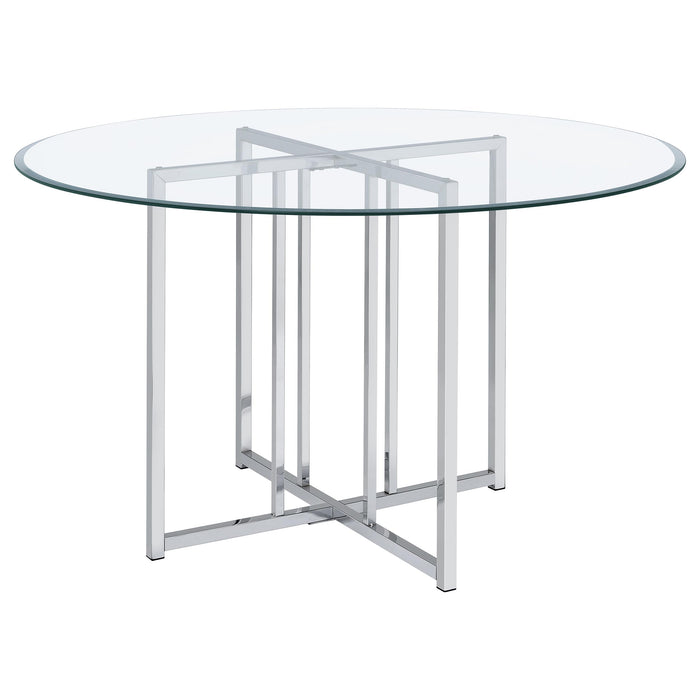 Pace 48-inch Round Glass Top Dining Table Chrome