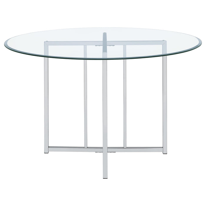 Pace 48-inch Round Glass Top Dining Table Chrome