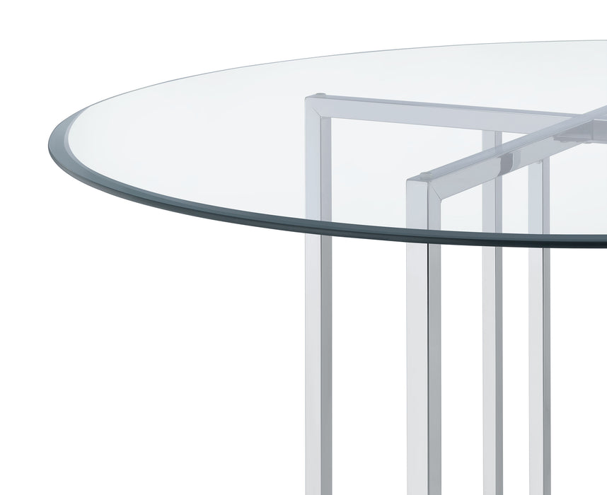Pace 48-inch Round Glass Top Dining Table Chrome