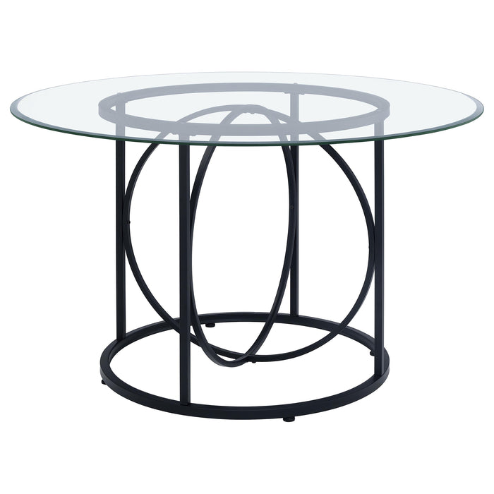 Levy 48-inch Round Glass Top Dining Table Matte Black