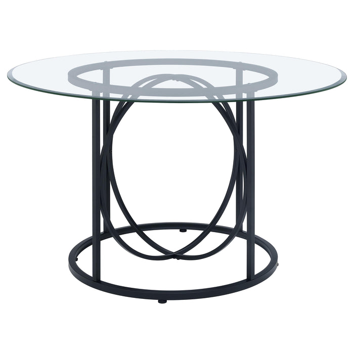 Levy 48-inch Round Glass Top Dining Table Matte Black