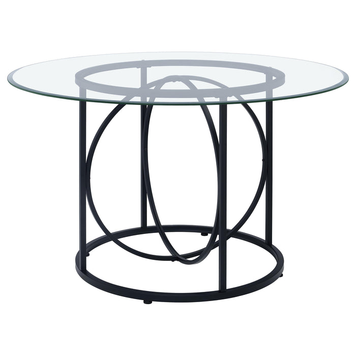 Levy 48-inch Round Glass Top Dining Table Matte Black