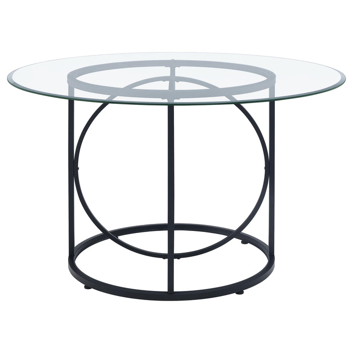 Levy 48-inch Round Glass Top Dining Table Matte Black