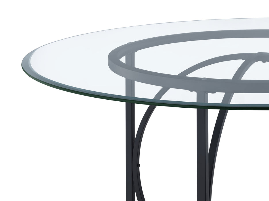 Levy 48-inch Round Glass Top Dining Table Matte Black