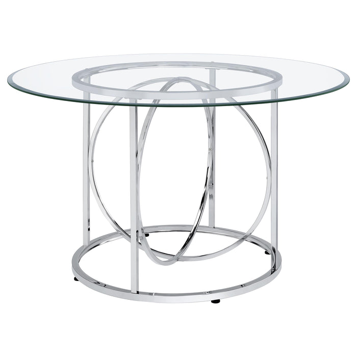 Levy 48-inch Round Glass Top Dining Table Chrome
