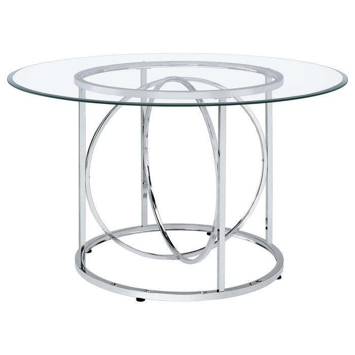 Levy 48-inch Round Glass Top Dining Table Chrome