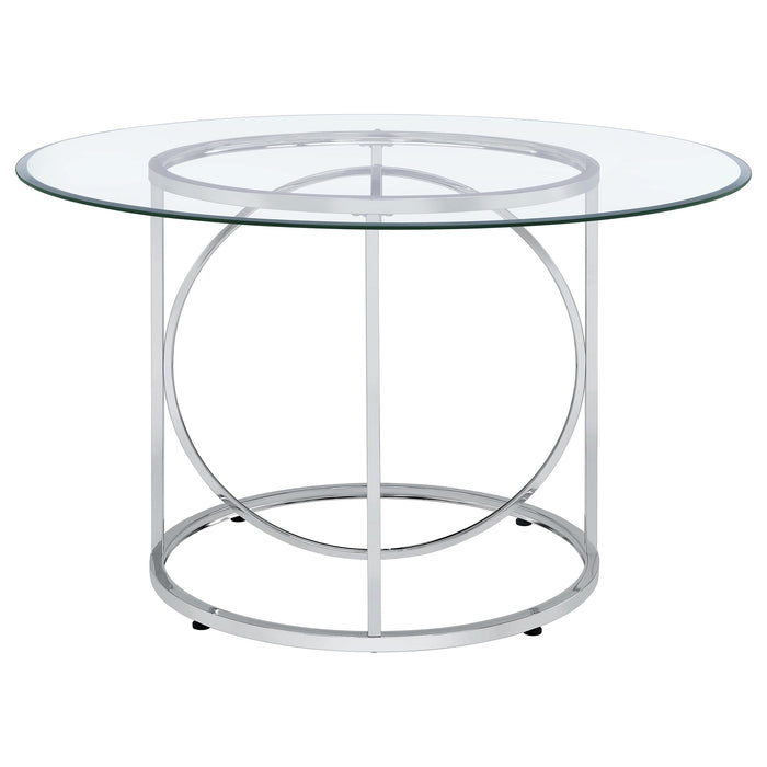 Levy 48-inch Round Glass Top Dining Table Chrome