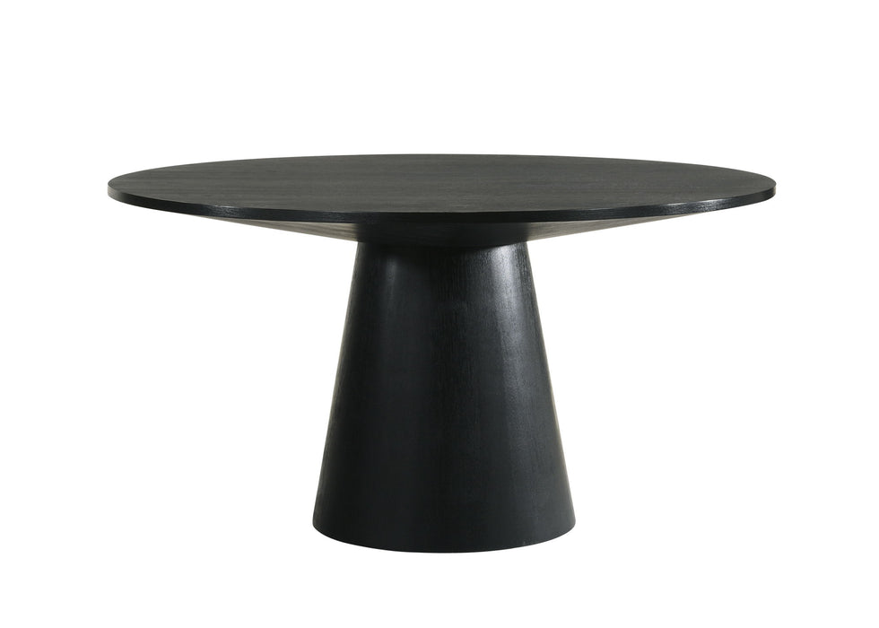 Wood Pedestal Base Round Top Dining Table - Black