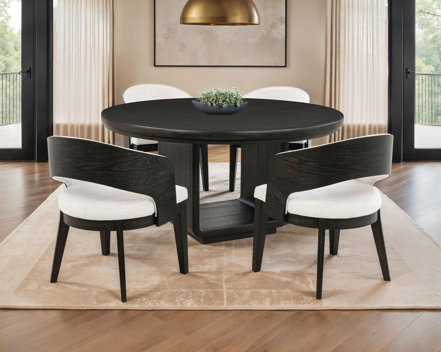 Leandro 5-piece round dining set with arm chairs in burnished black by CoasterEveryday