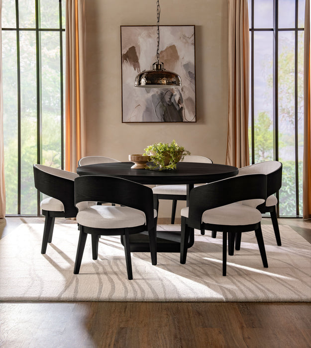 CoasterEveryday Leandro 7-piece round dining set with arm chairs in burnished black