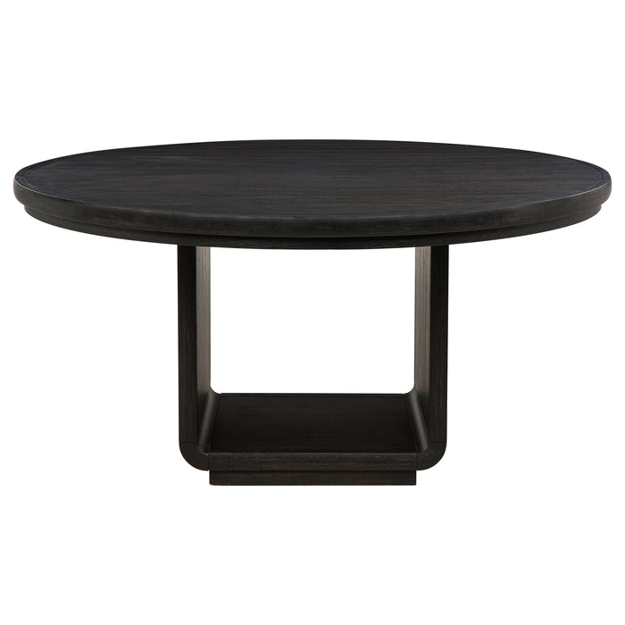 CoasterEveryday Leandro 7-piece round dining set with arm chairs in burnished black
