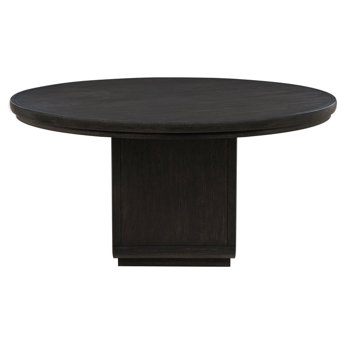 CoasterEveryday Leandro 7-piece round dining set in burnished black with round table and six chairs