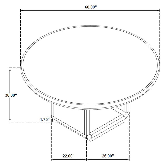 CoasterEveryday Leandro 7-piece round dining set in burnished black with round table and six chairs