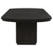 Leandro 9-piece rectangular dining table set in burnished black with matching chairs, modern furniture by CoasterEveryday.