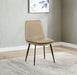 Set of two Ortega upholstered dining side chairs in tan fabric, modern furniture by CoasterEveryday with padded seats and sleek design.