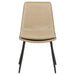 Set of two Ortega upholstered dining side chairs in tan fabric with wooden legs, modern furniture by CoasterEveryday.