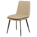 Set of two Ortega upholstered dining side chairs in tan fabric with wooden legs, modern furniture by CoasterEveryday.