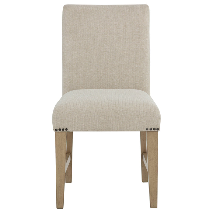 Naser Parsons Dining Side Chair Beige and Light Oak (Set of 2)