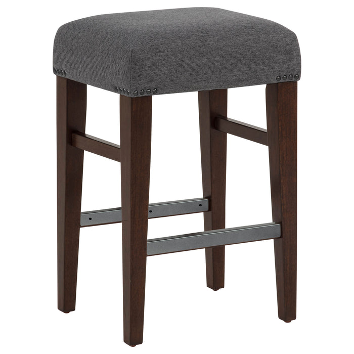 Naser Upholstered Counter Stool Grey and Dark Walnut (Set of 2)