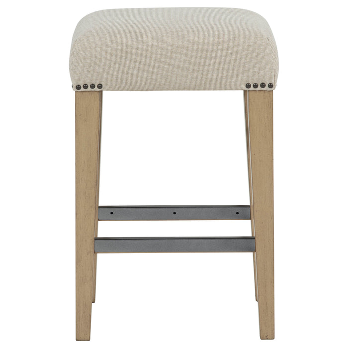 Naser Upholstered Counter Stool Beige and Light Oak (Set of 2)