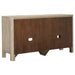 Weathered mango Solano sliding door dining sideboard by CoasterEveryday, showcasing wood grain and modern furniture design.