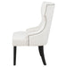 Cream and black fabric upholstered dining side chair with a wooden frame, featuring a modern design by CoasterEveryday.