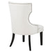 Cream and black Baney fabric upholstered dining side chair with wooden legs, modern furniture by CoasterEveryday.