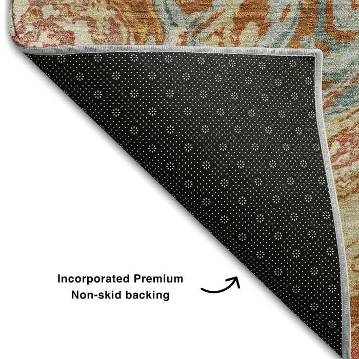 10' X 14' Abstract Washable Area Rug With UV Protection (683153) - Rust / Gray / Ivory