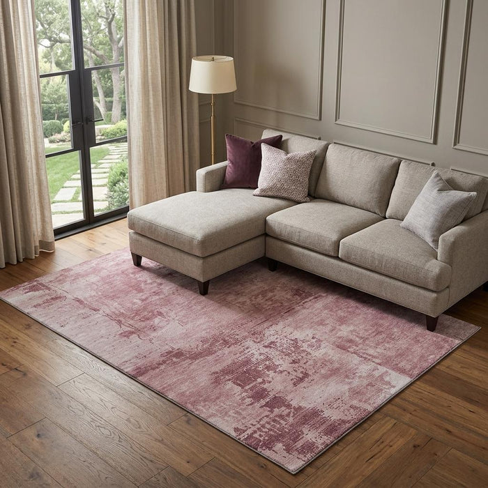 10' X 14' Abstract Washable Area Rug With UV Protection (683177) - Blush / Mauve