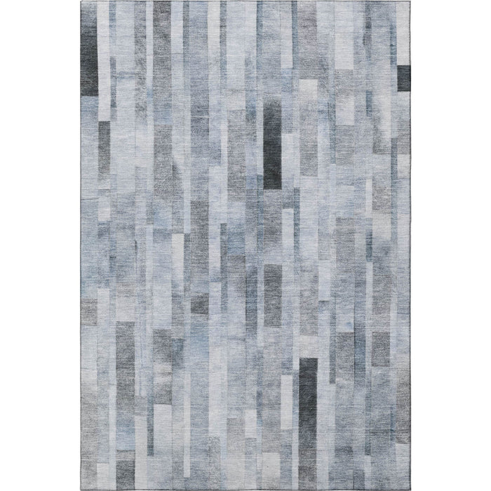 10' X 14' Striped Washable Area Rug With UV Protection (695354) - Blue / Ivory / Gray