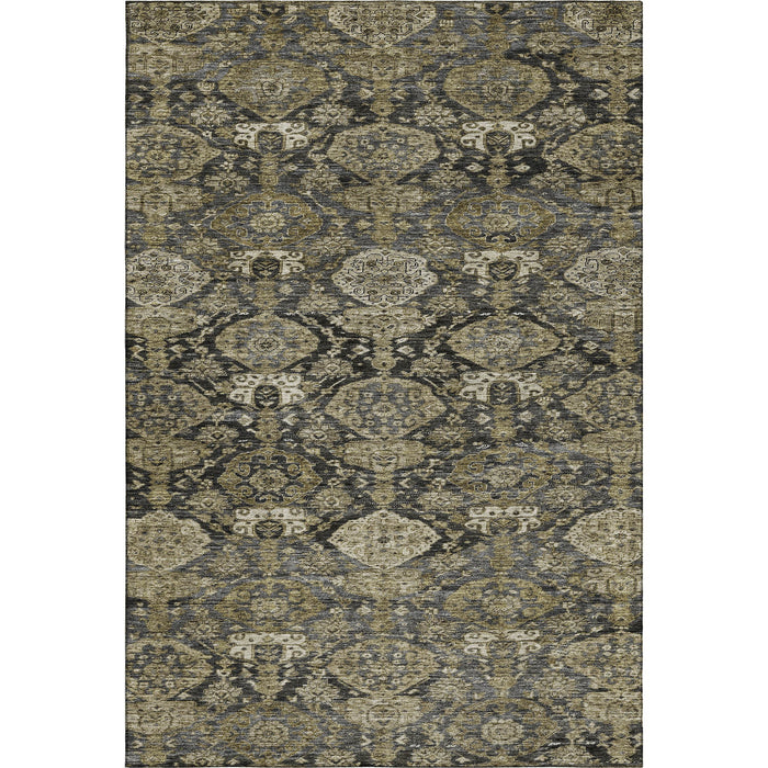 10' X 14' Damask Washable Area Rug With UV Protection (683938) - Charcoal / Gray