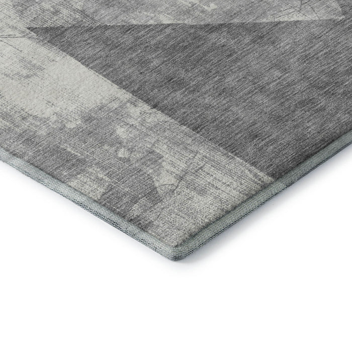 10' X 14' Abstract Geometric Washable Area Rug With UV Protection (705335) - Gray / Ivory