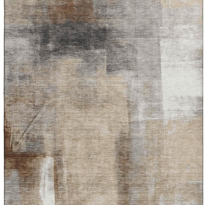 10' X 14' Abstract Washable Area Rug With UV Protection (710088) - Beige / Brown / Gray