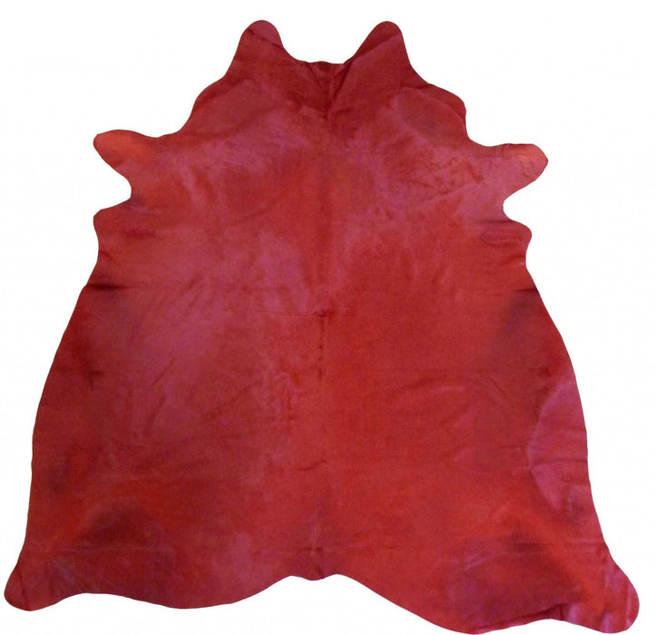 6.5' Genuine Cowhide Area Rug - Red