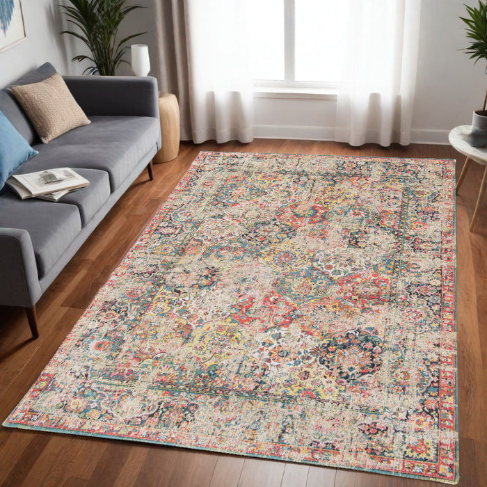 5' x 7' Oriental Non Skid Area Rug - Red
