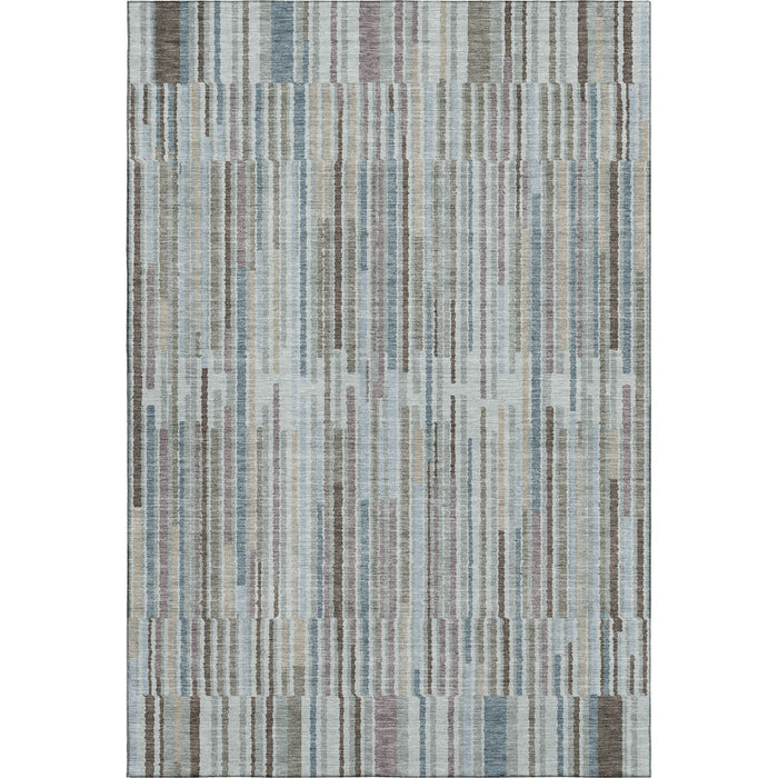 10' X 14' Striped Washable Area Rug With UV Protection (717905) - Teal / Brown