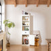 White Giga Retro Style 75-inch tall display shelf with cabinet, suitable for hallways, living rooms, and kitchens.