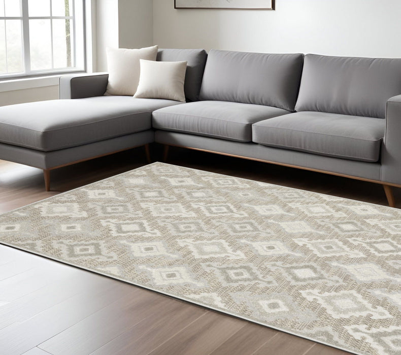 8' X 11' Oriental Area Rug - Beige And Gray